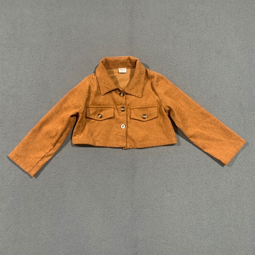 PatPat Kids Girls Brown Corduroy Cropped Jacket Size‎ 3Y